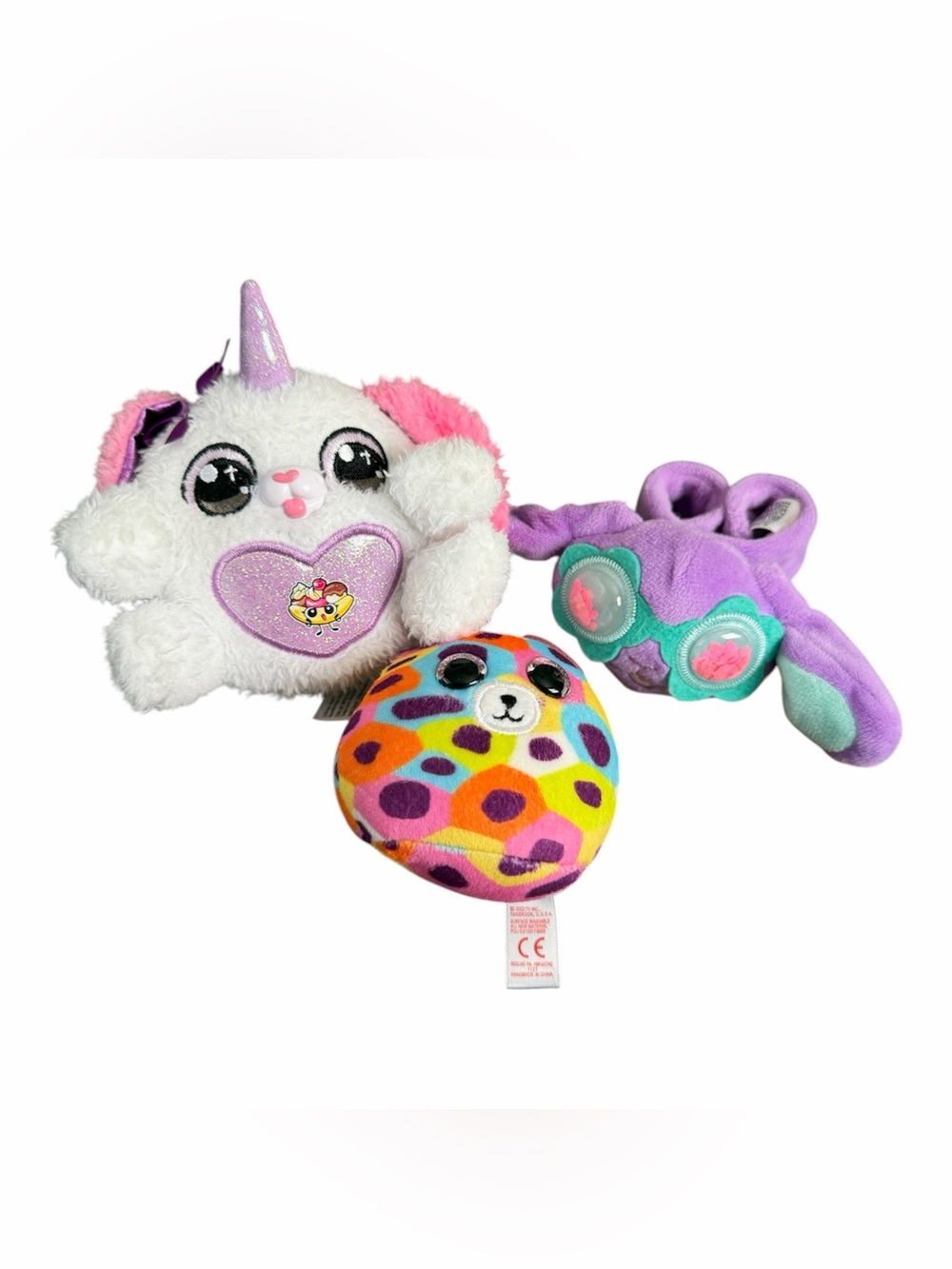 3pc Girl Mini Plush Bundle Puppycorn Ty Beanie Giselle Slap Bracelet